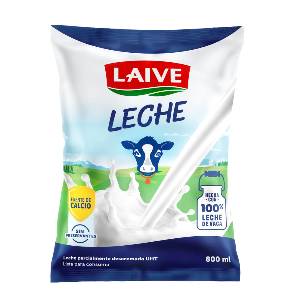 Leche UHT LAIVE Entera Bolsa 800ml