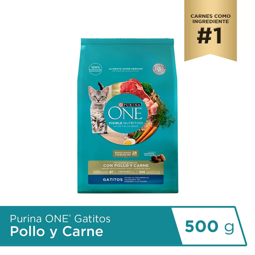 Alimento para Gato PURINA ONE Gatito Sabor Pollo y Carne Bolsa 500g