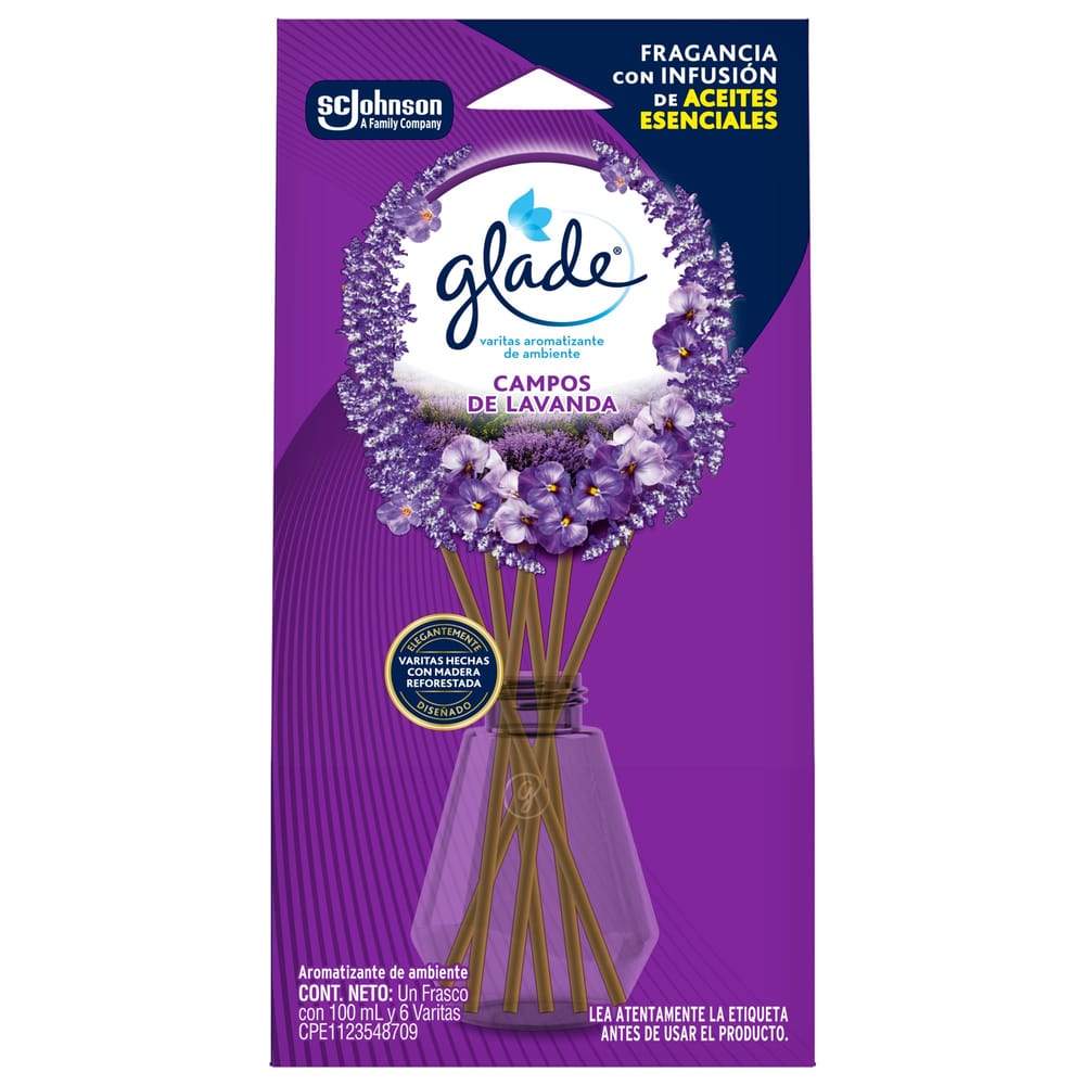 GLADE Varitas Aromatizante de Ambiente Campos de Lavanda Frasco 100ml