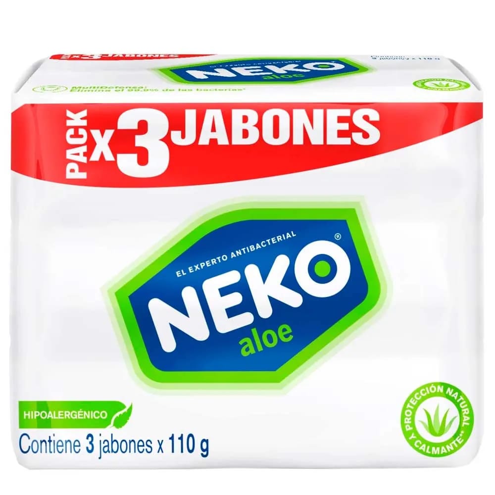 Jabón NEKO Antibacterial Aloe Paquete 3un
