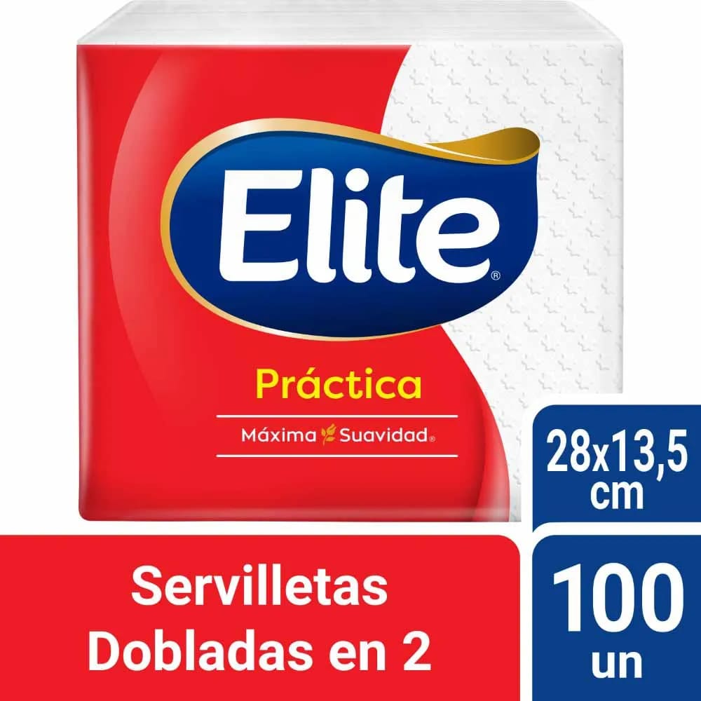 Servilletas ELITE Práctica Doblada en 2 Paquete 100un