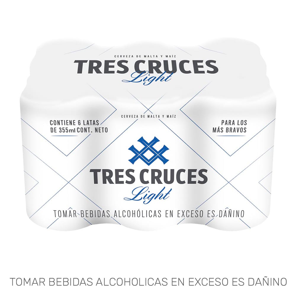 Cerveza de Malta y Maíz TRES CRUCES Light Lata 355ml Paquete 6un