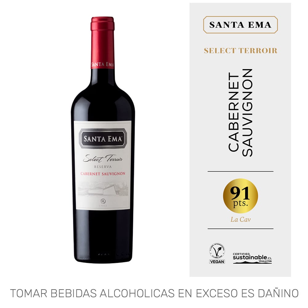 Vino Tinto SANTA EMA Select Terrior Reserva Cabernet Sauvignon Botella 750ml