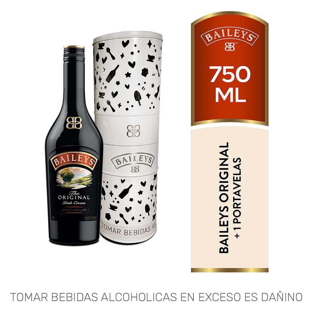 Licor de Crema BAILEYS Original Botella 750ml + Portavelas