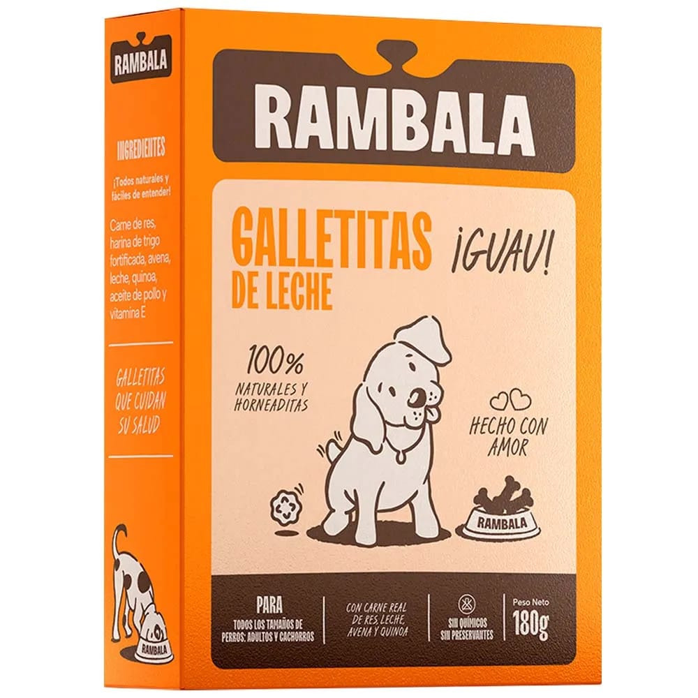 Alimento para Perro RAMBALA Galletitas de Leche Caja 180g