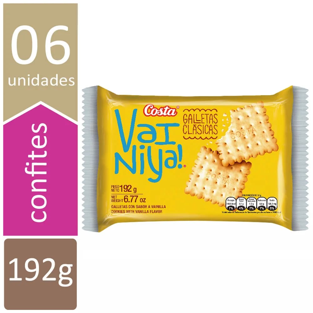 Galletas de Vainilla COSTA VAINIYA! Paquete 6un