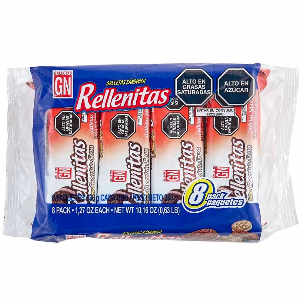 Galletas Sandwich de Chocolate RELLENITAS con Crema Sabor a Fresa Paquete 8un