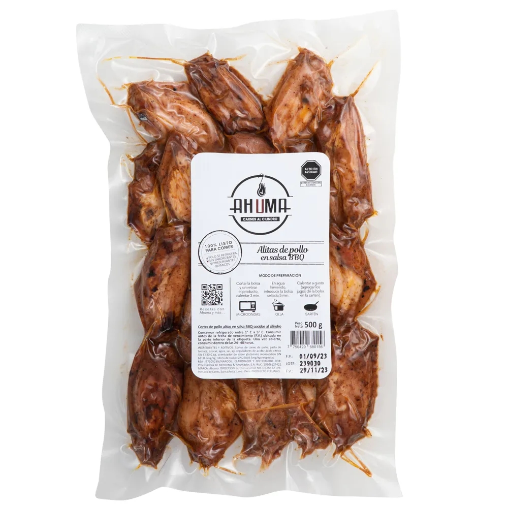 Alitas AHUMA Sabor BBQ Bolsa 500g