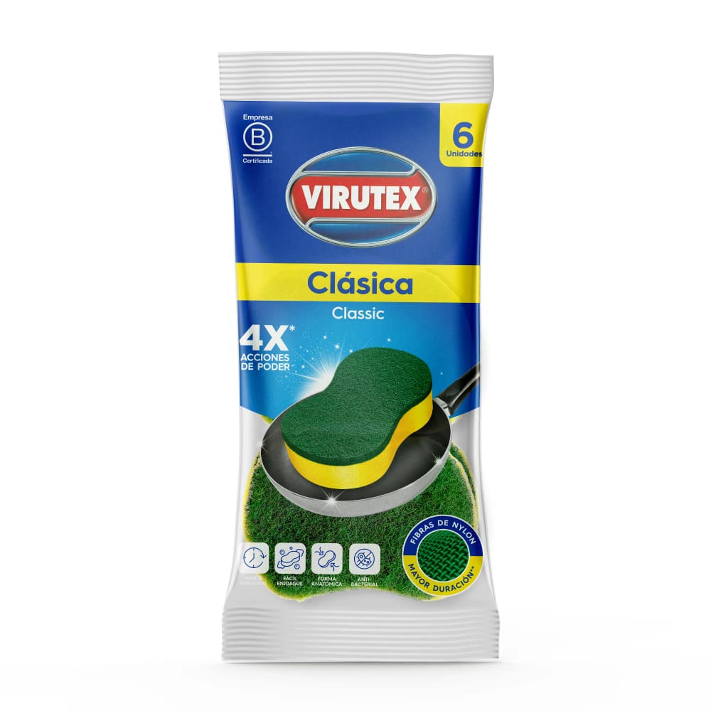Fibra Esponja Clásica VIRUTEX Bolsa 6un