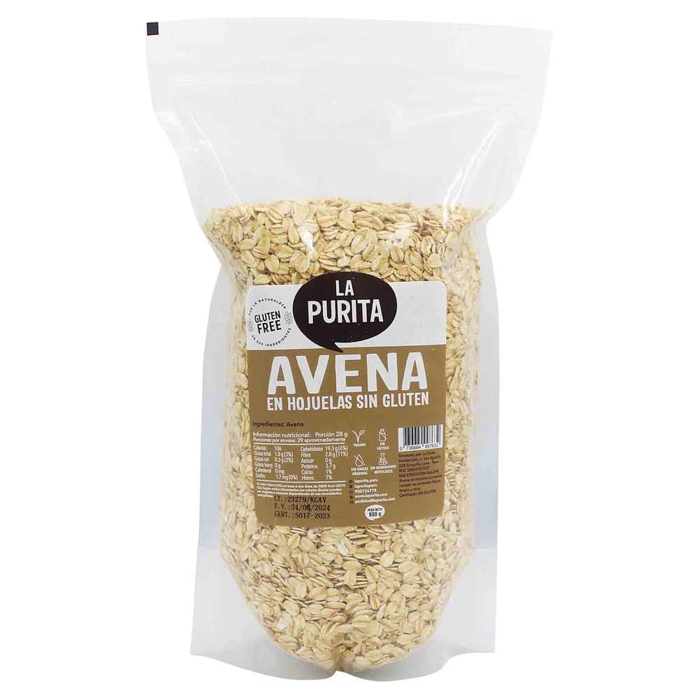 Avena con Hojuela sin Gluten LA PURITA Bolsa 800g