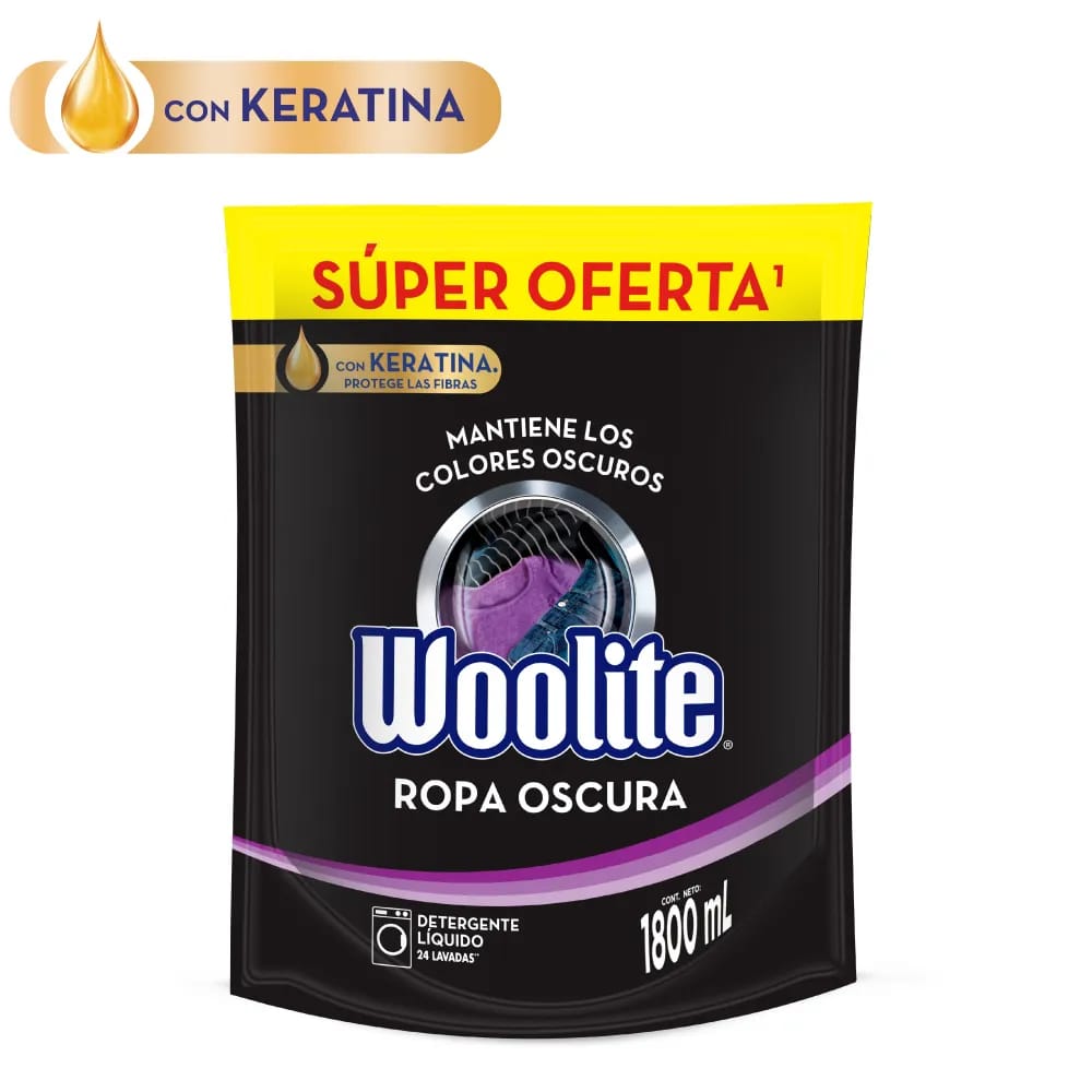 Detergente Líquido WOOLITE Ropa Oscura Doypack 1.8L