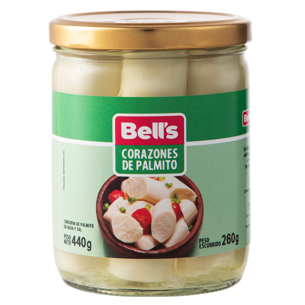 Conserva BELL'S Palmitos Enteros en Salmuera Frasco 430g