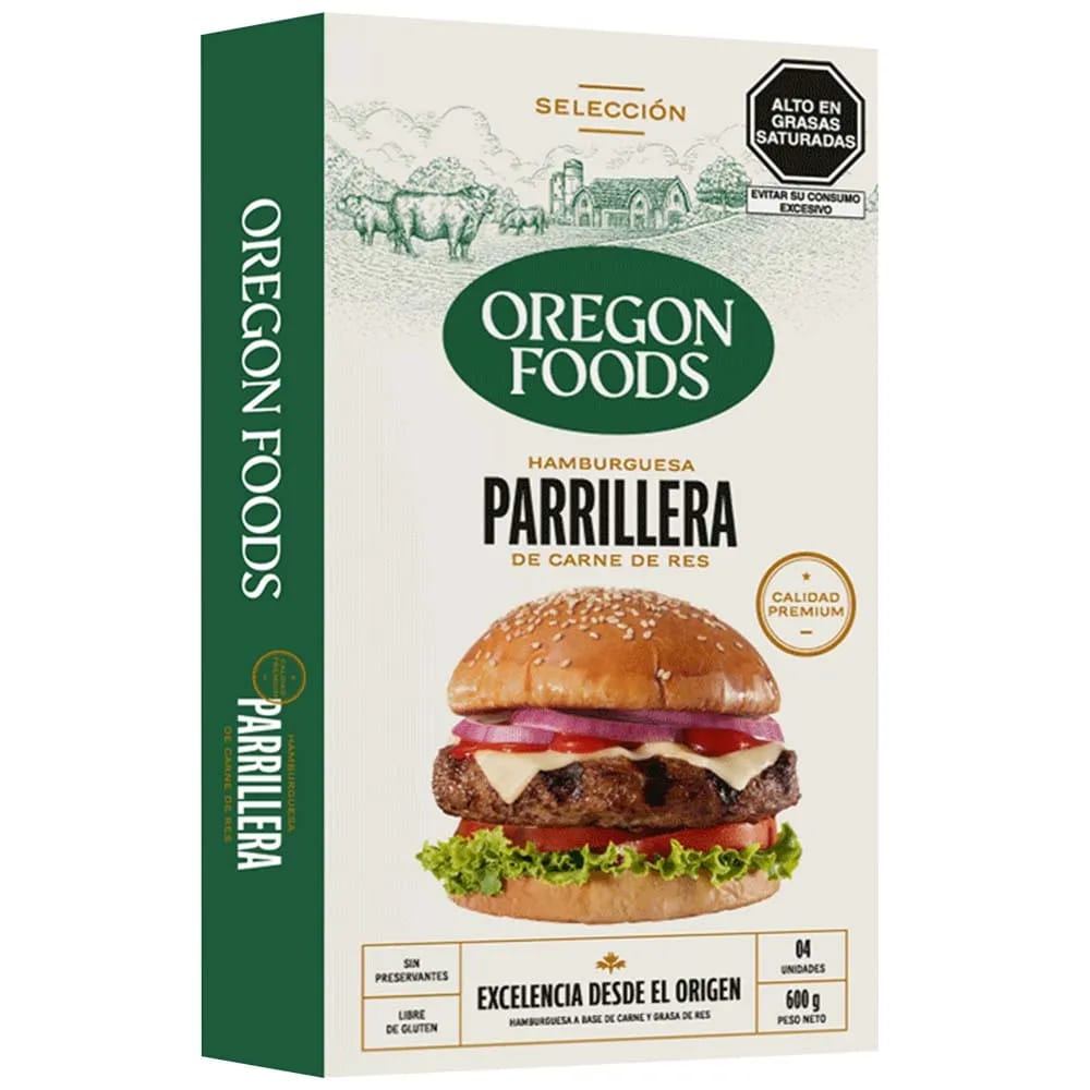 Hamburguesa OREGON FOOD'S Parrillera Novillo Caja 4un