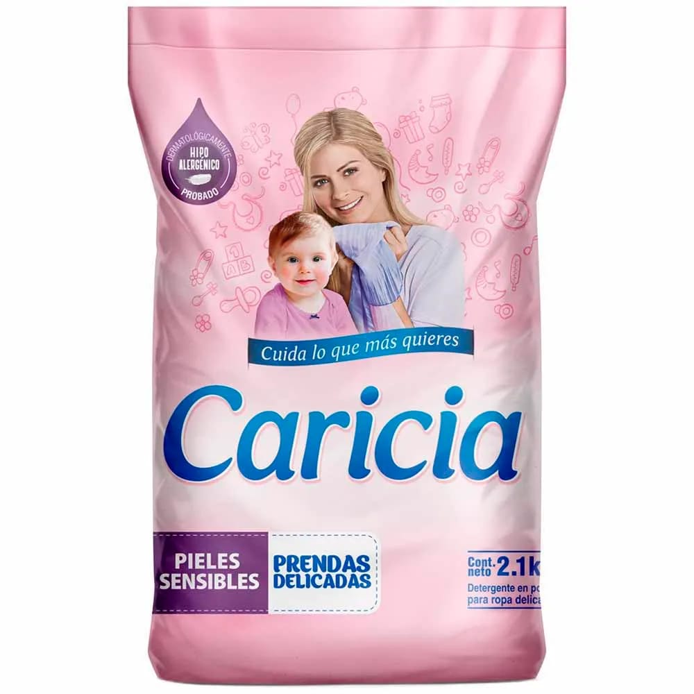 Detergente en Polvo Para Ropa Delicada CARICIA Rosa Bolsa 2.1Kg