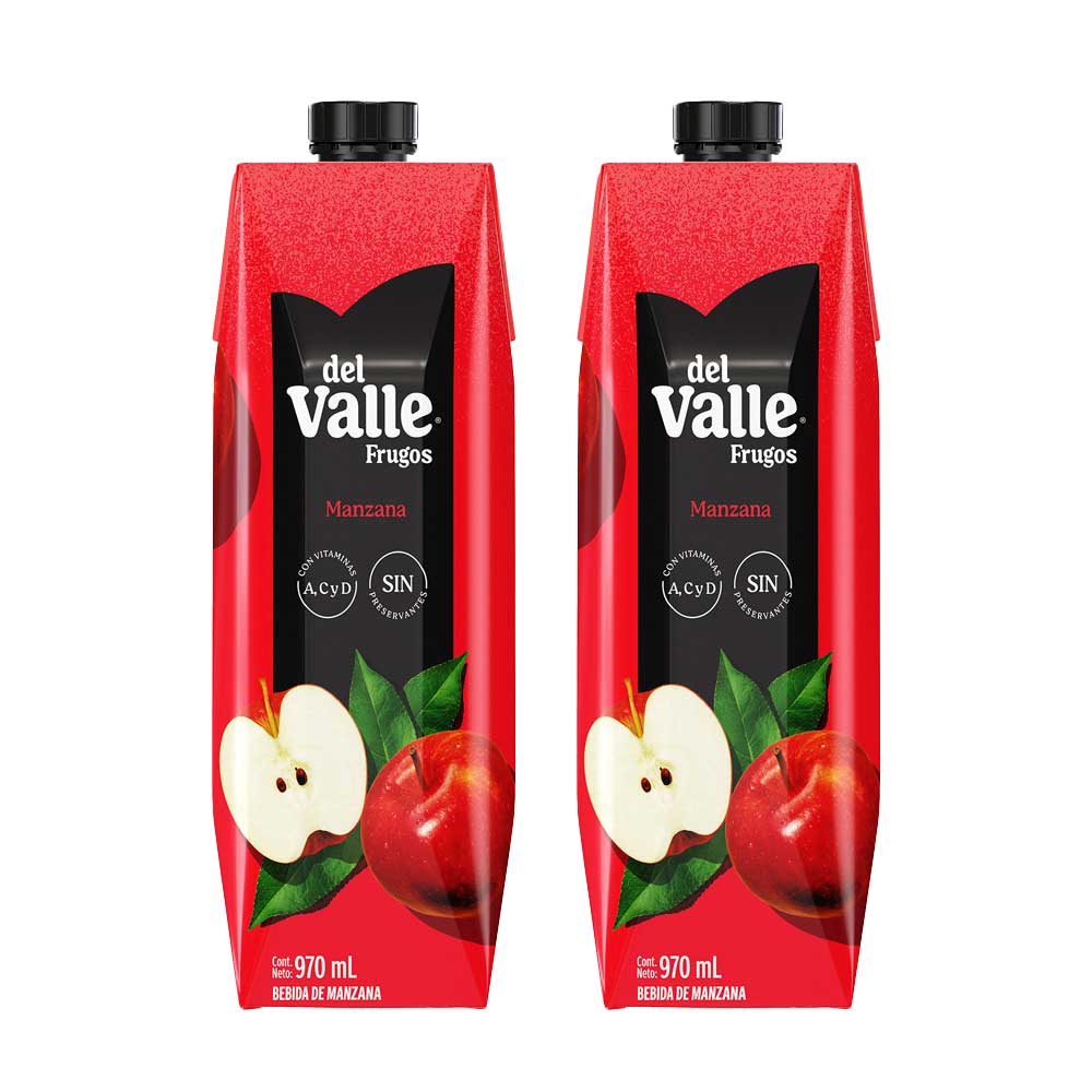 Pack Bebida FRUGOS DEL VALLE Sabor a Manzana Caja 970ml Paquete 2un
