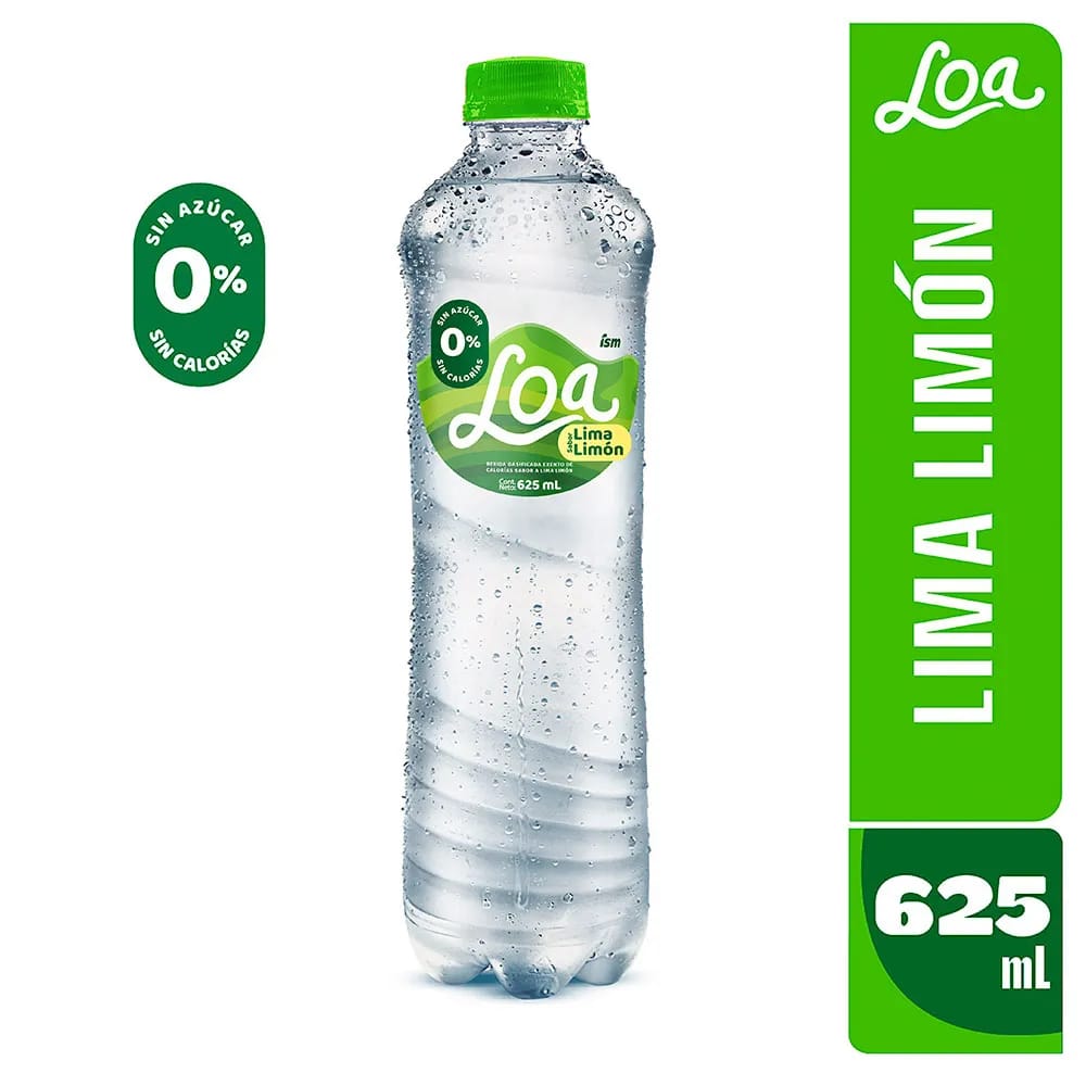 Agua Ligera Saborizada LOA de Lima Limón Botella 625ml