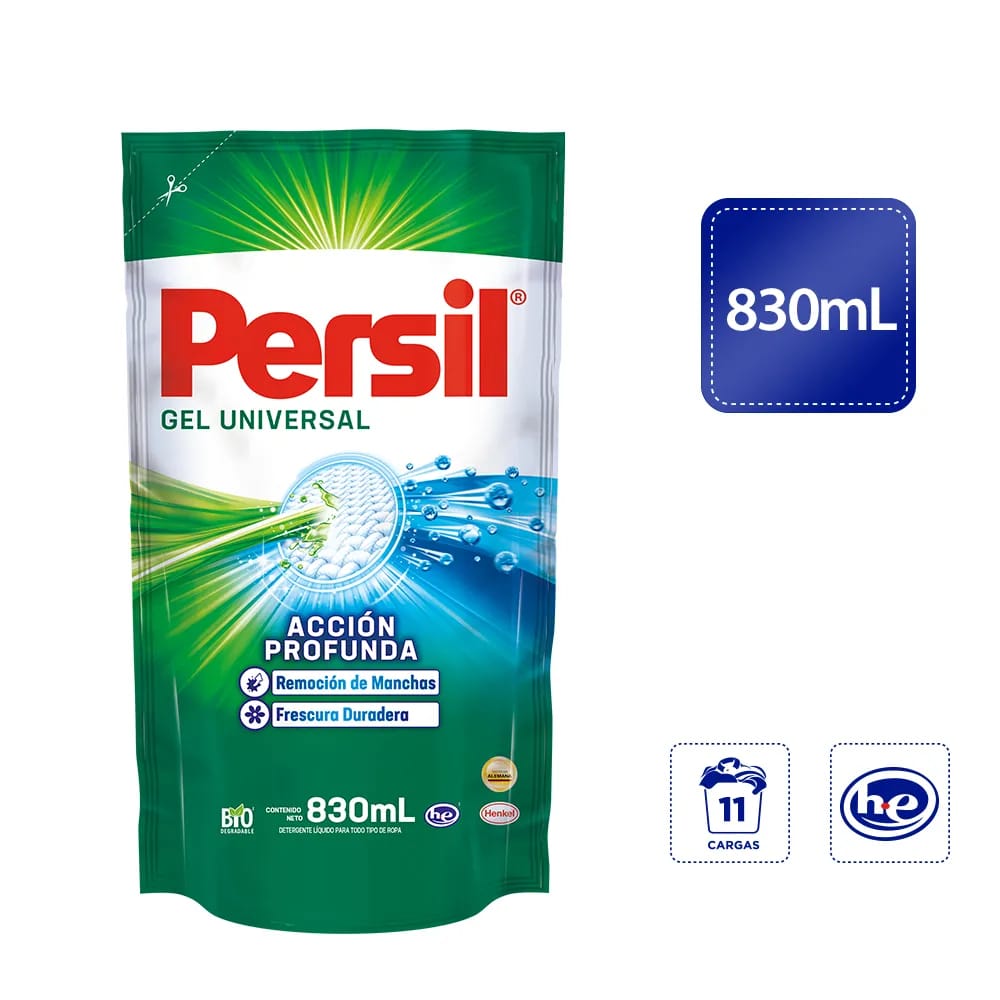 Detergente Líquido PERSIL Universal Acción Profunda Doypack 830ml