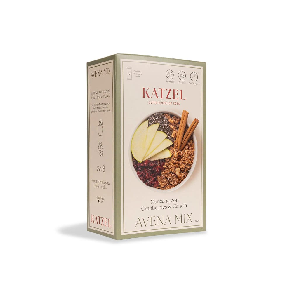 Avena Mix Manzana con Cranberries y Canela  KATZEL Caja 330g