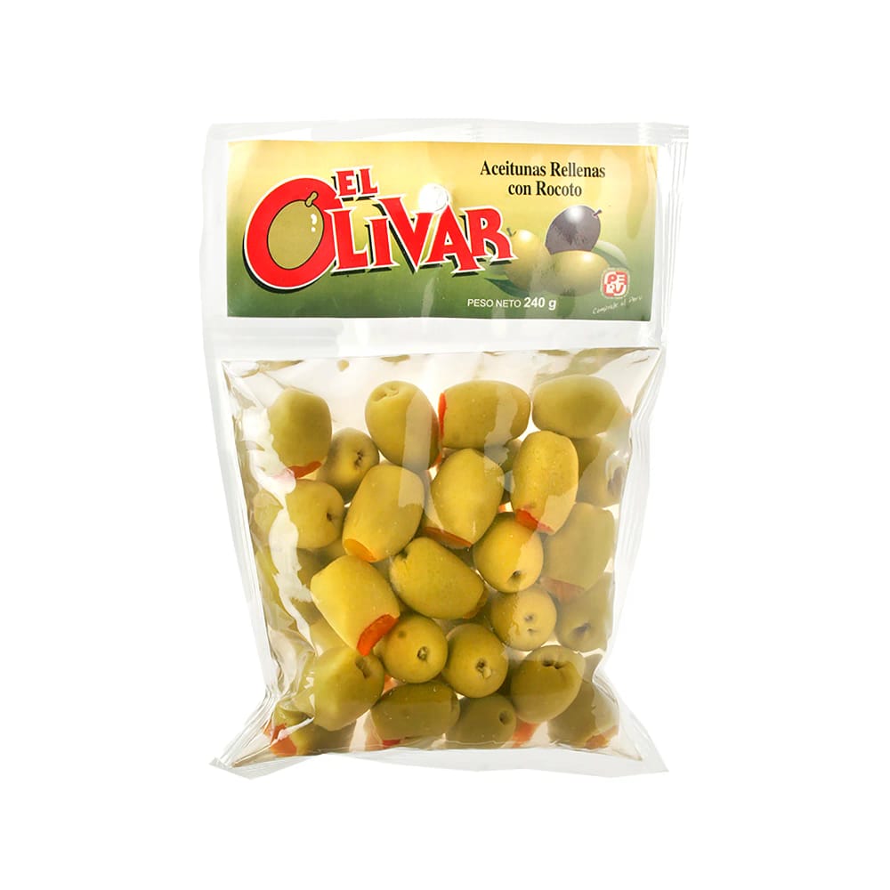 Aceitunas Verdes EL OLIVAR con Rocoto Bolsa 240g