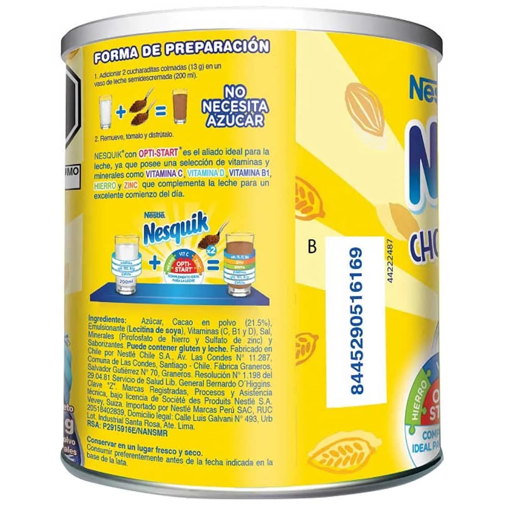 Fortificante NESQUIK Sabor a Chocolate Lata 380g