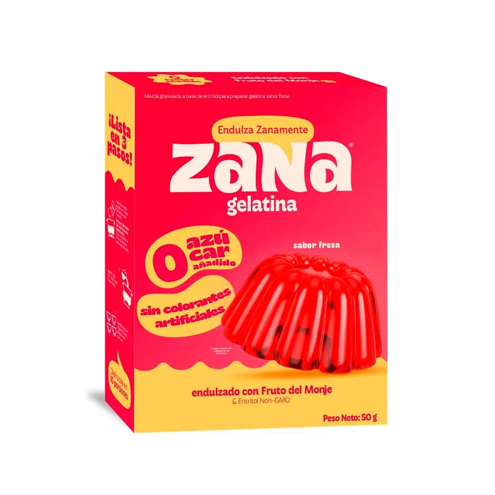 Gelatina ZANA Sabor a Fresa Caja 50g