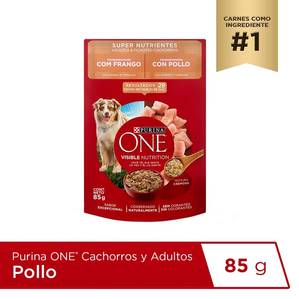 Alimento Húmedo para Perro PURINA ONE Adulto y Cachorro Sabor Pollo Pouch 85g
