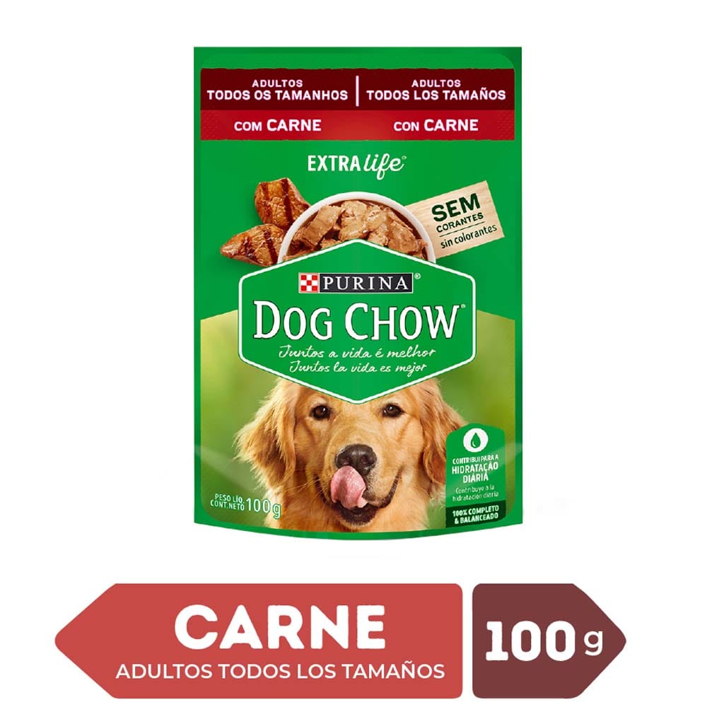 Alimento Húmedo para Perro DOG CHOW Adulto Todos los tamaños Sabor Carne Pouch 100g
