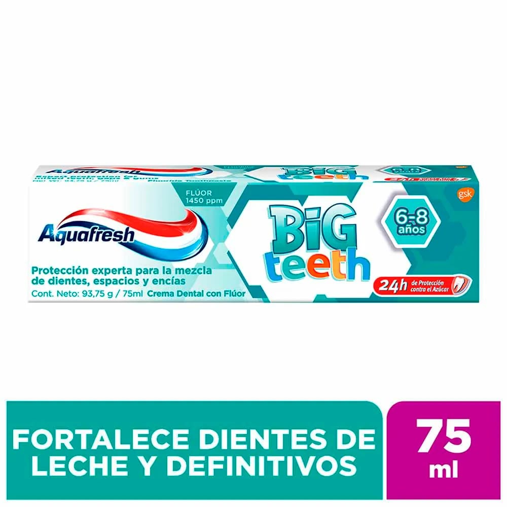 Pasta Dental AQUAFRESH Big Teeth desde 6 años - Tubo 75ml