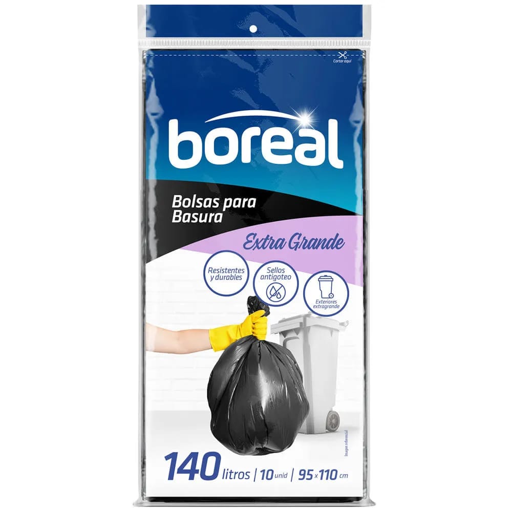 Bolsa para Basura 140L x10un BOREAL Color Negro