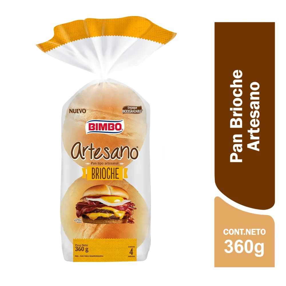 Pan Hamburguesa BIMBO Artesano Brioche Bolsa 360g