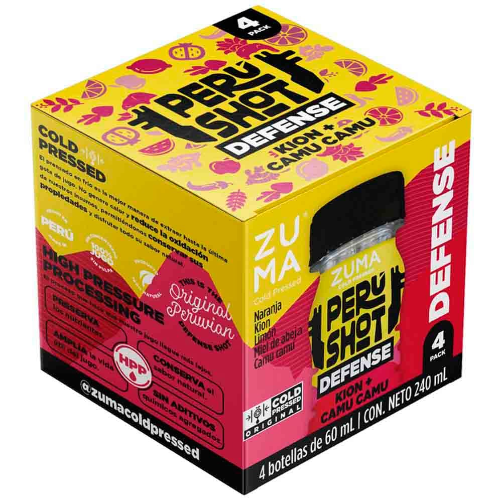 Jugo Cold Pressed Perú Shot Defense ZUMA Pack 4 Botella 60ml