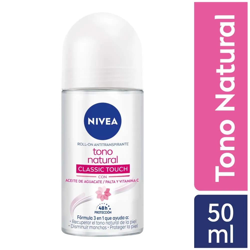 Desodorante para Mujer Roll On NIVEA Tono Natural Classic Touch Frasco 50ml
