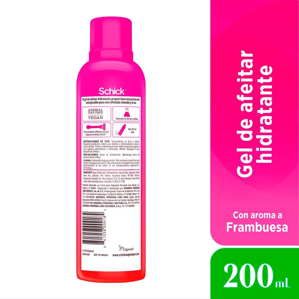 Gel de Afeitar SCHICK Quattro Raspberry Rain Frasco 200ml