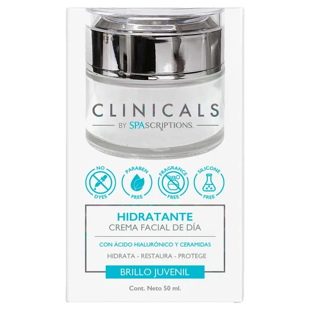 Crema Facial Hidratante de Día CLINICALS Pote 50ml