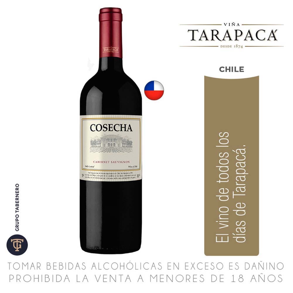 Vino tinto TARAPACA Cabernet Sauvignon Botella 750ml