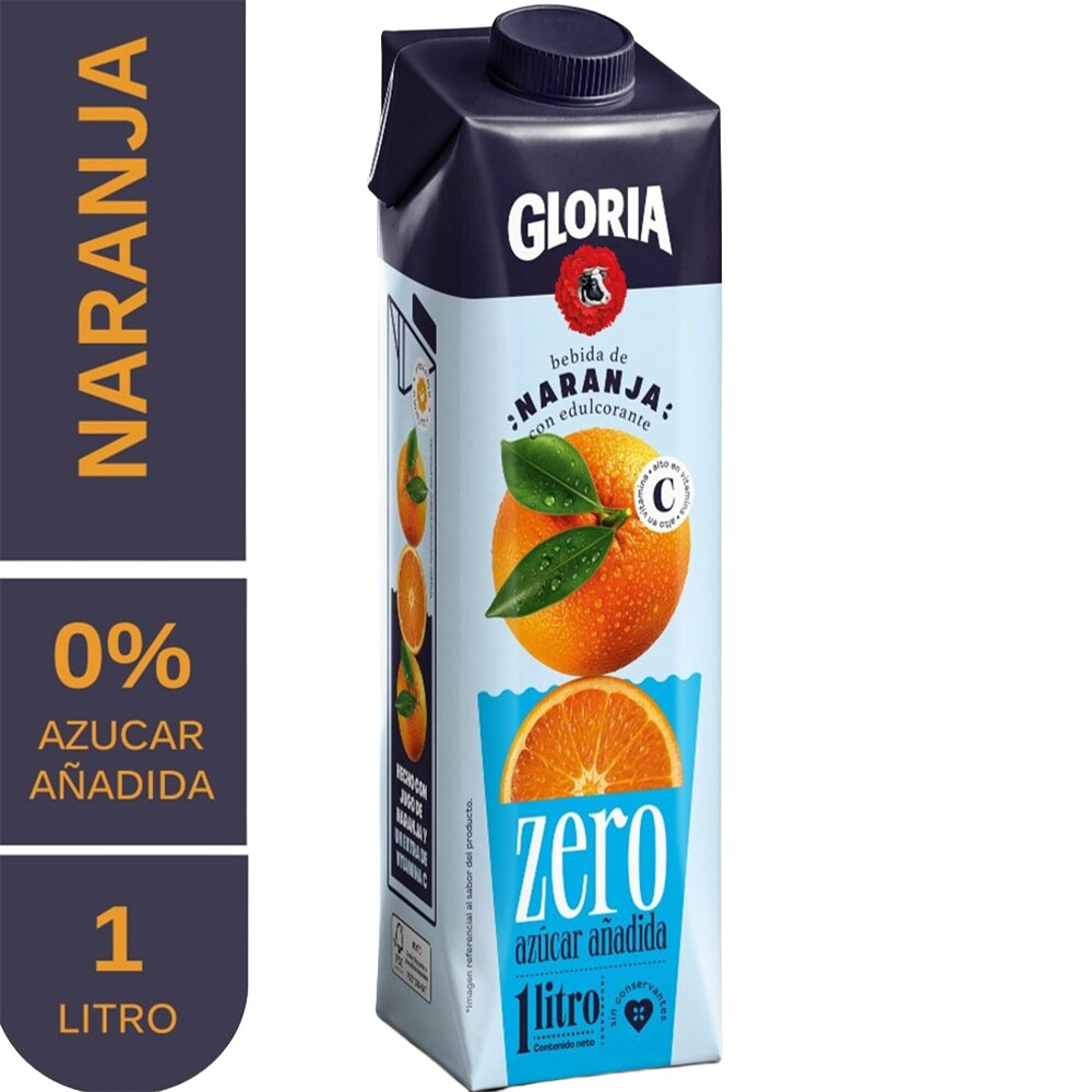 Bebida de Naranja GLORIA Zero Tetrapack 1L