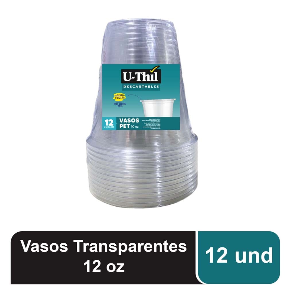 Pack de Vasos U-THIL Pet 12Oz 12un