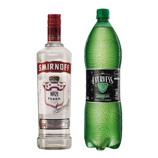 Pack Vodka SMIRNOFF N°21 Botella 700ml + Gaseosa EVERVESS Ginger Ale Botella 1.5L