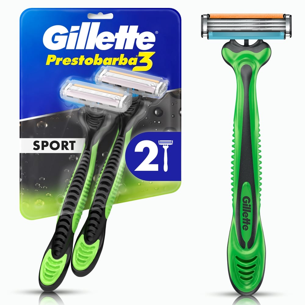 Máquina de Afeitar Desechable GILLETTE Sport con 3 Hojas Afeitada al Ras Blíster 2un