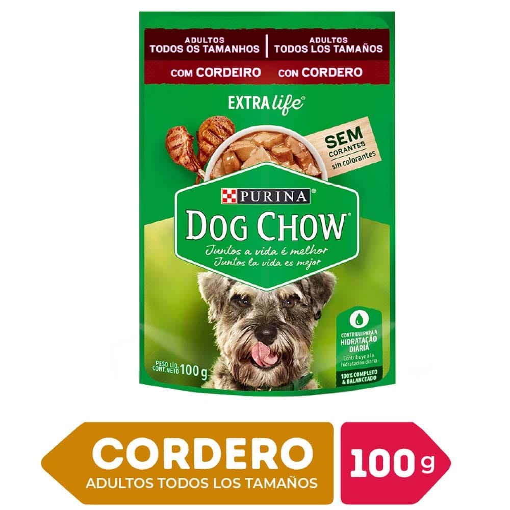 Alimento Húmedo para Perro DOG CHOW Adulto Todos los tamaños Sabor Cordero Pouch 100g