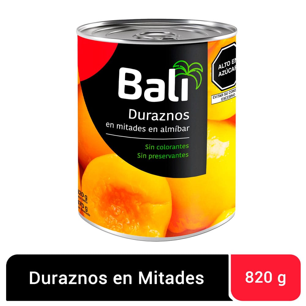 Duraznos en Mitades BALI en Almíbar Lata 820g