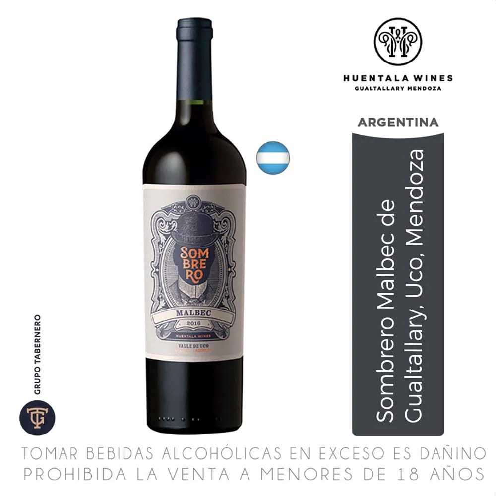 Vino Tinto SOMBRERO Malbec Botella 750ml