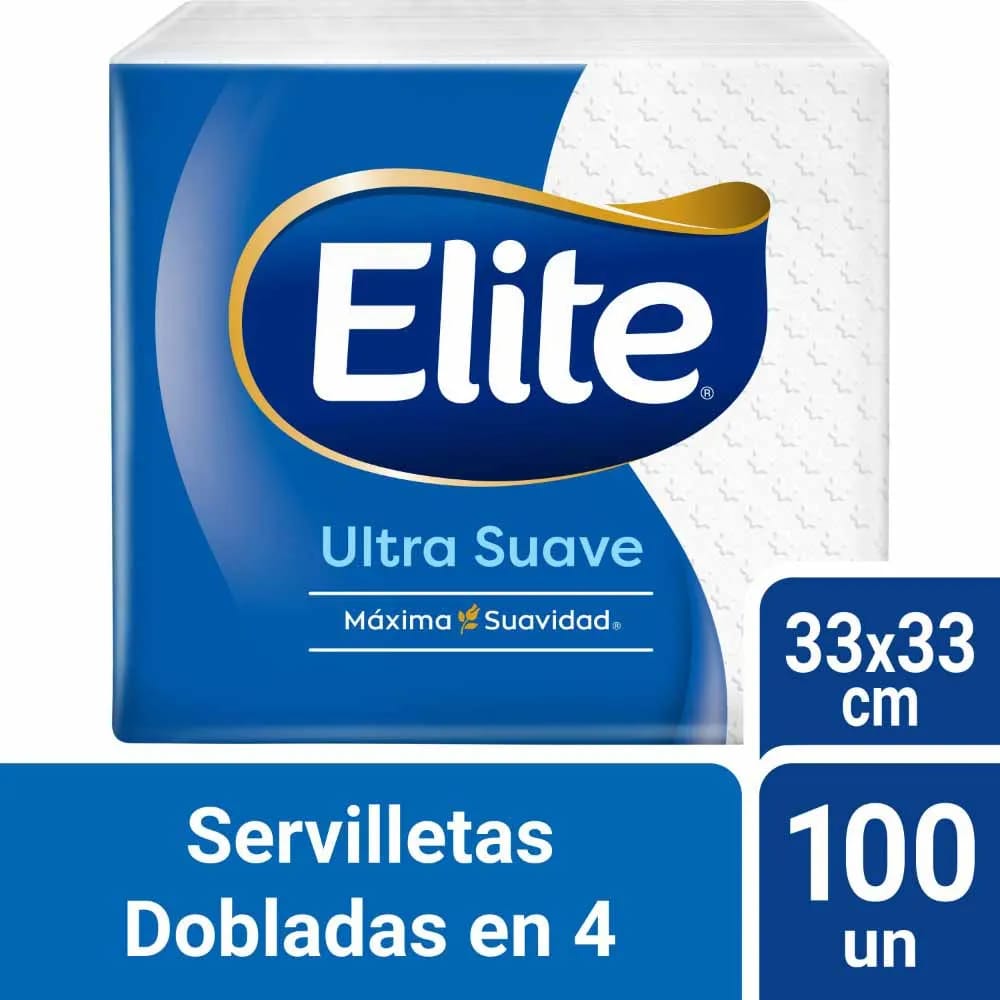 Servilletas  de Papel ELITE Dobladas en 4 Paquete 100un