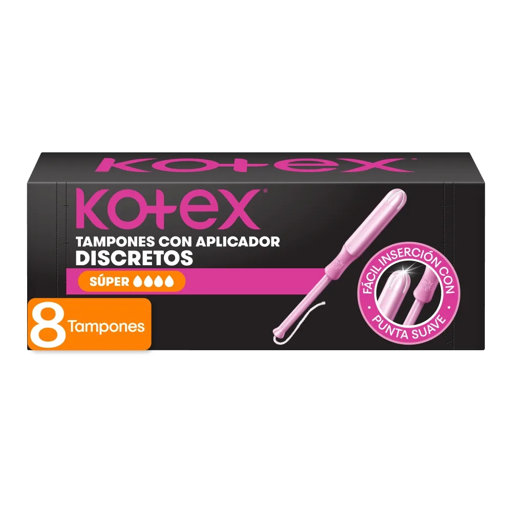 Tampones KOTEX Super con Aplicador Paquete 8un
