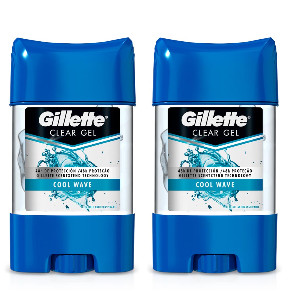 Pack Desodorante en Gel para Hombre GILLETTE Clear Cool Wave Frasco 82g Paquete 2un