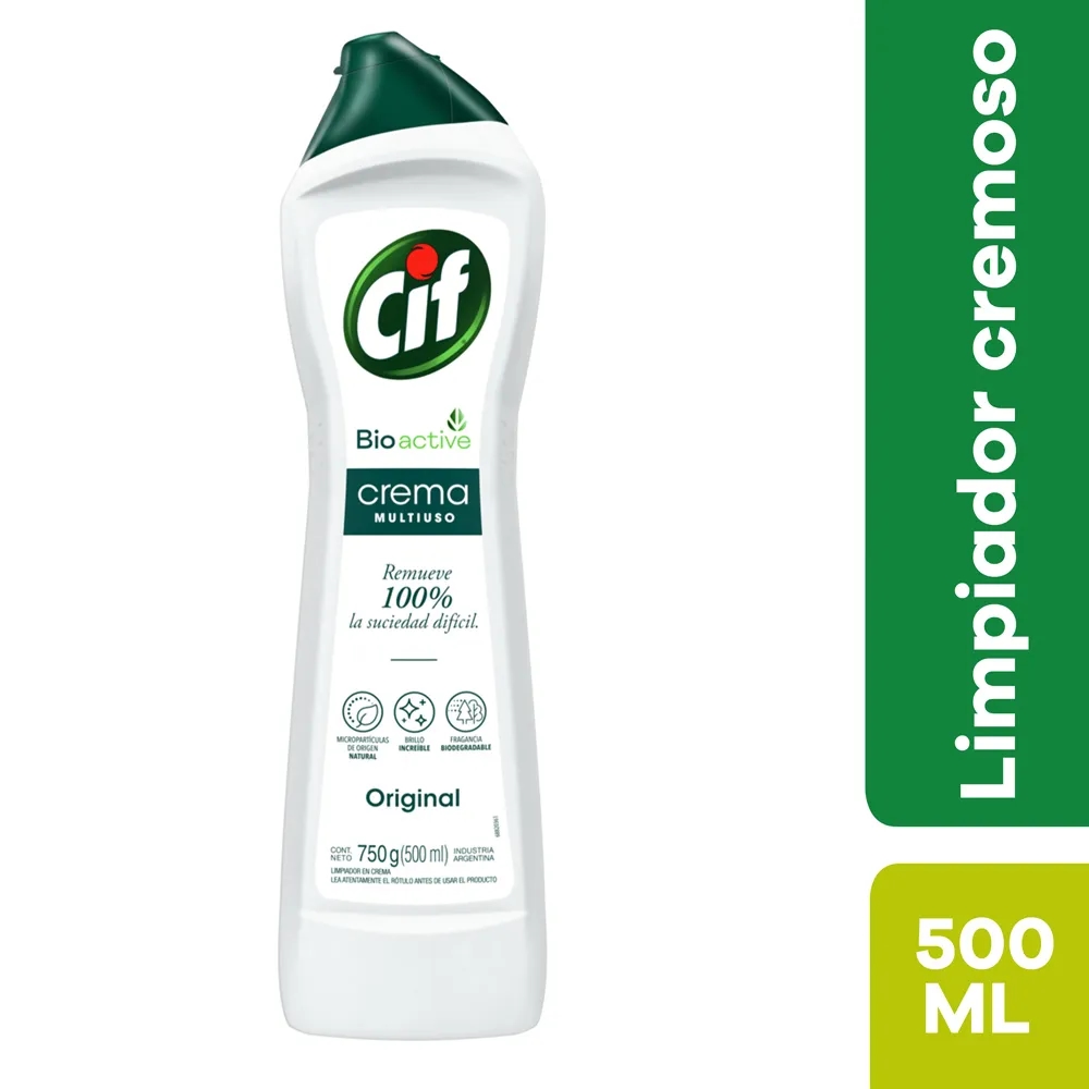 Limpiador en Crema CIF Bioactive Original Botella 750g