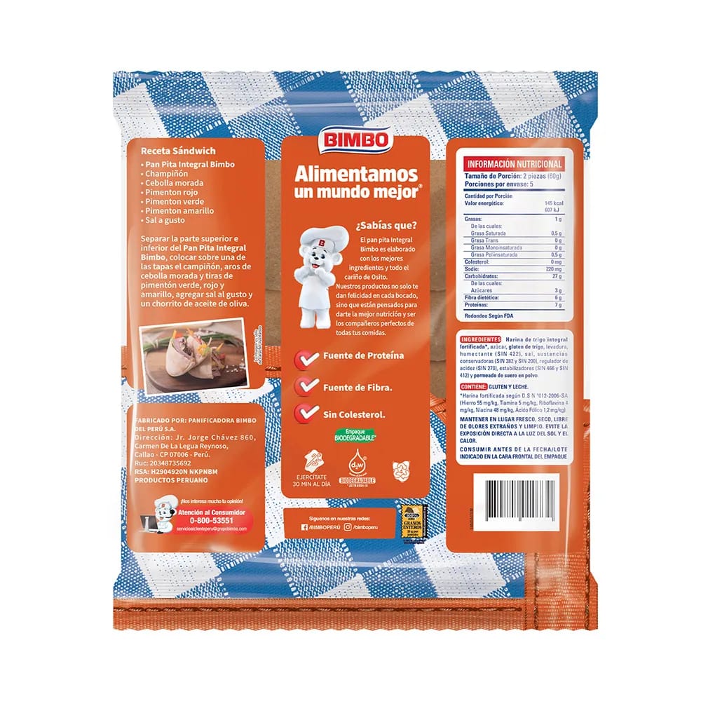 Pan Pita Integral BIMBO Bolsa 300g