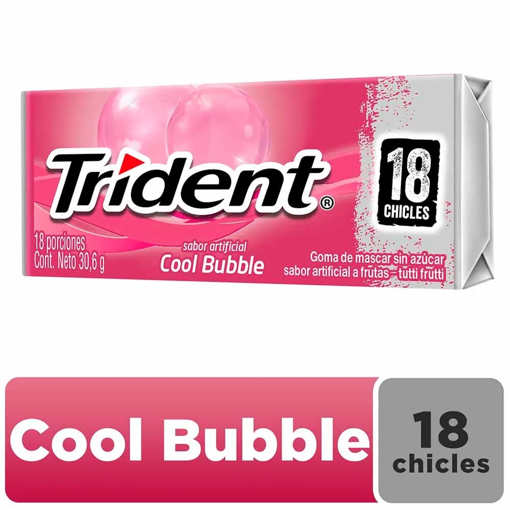 Chicle TRIDENT Sin Azúcar sabor Tutti Frutti Envase 18un