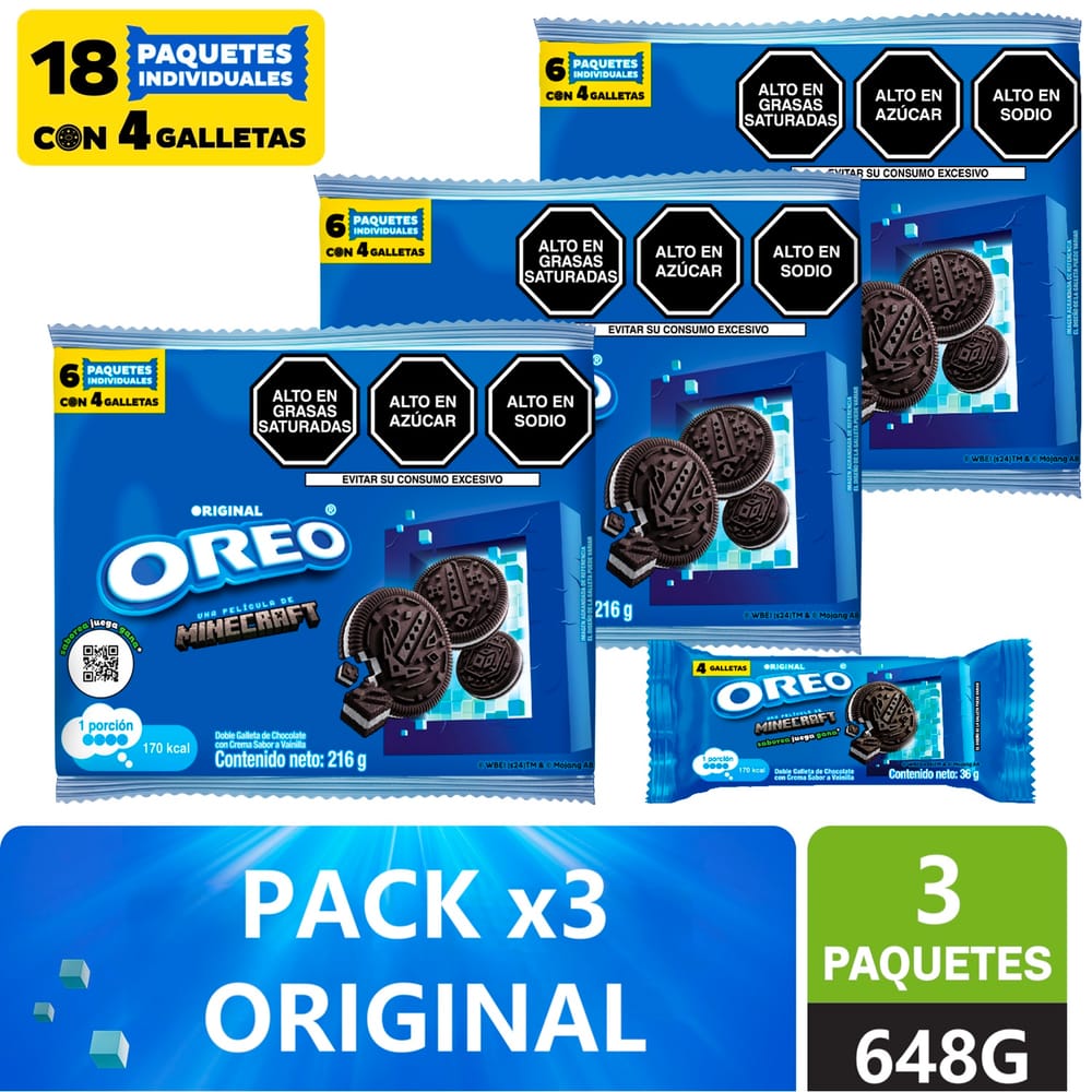 Pack Galleta NABISCO Oreo Regular Sixpack x 3un