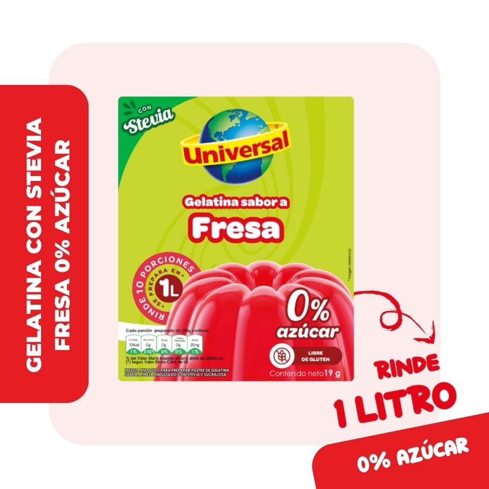 Gelatina UNIVERSAL Fresa con Stevia Bolsa 19g